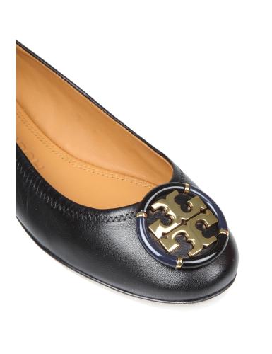 Tory burch ballerina multi logo in black leather