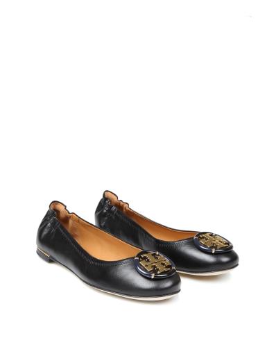 Tory burch ballerina multi logo in black leather
