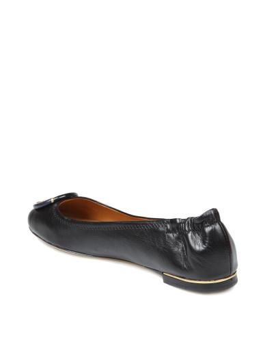 Tory burch ballerina multi logo in black leather