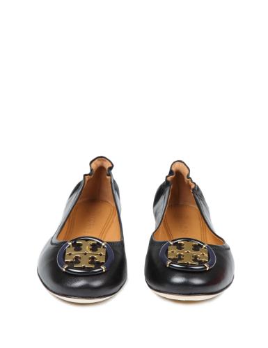 Tory burch ballerina multi logo in black leather