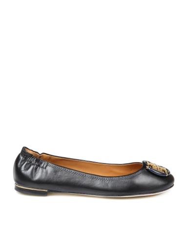 Tory burch ballerina multi logo in black leather